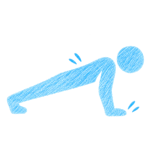 The flying-fish mascot doing a push-up